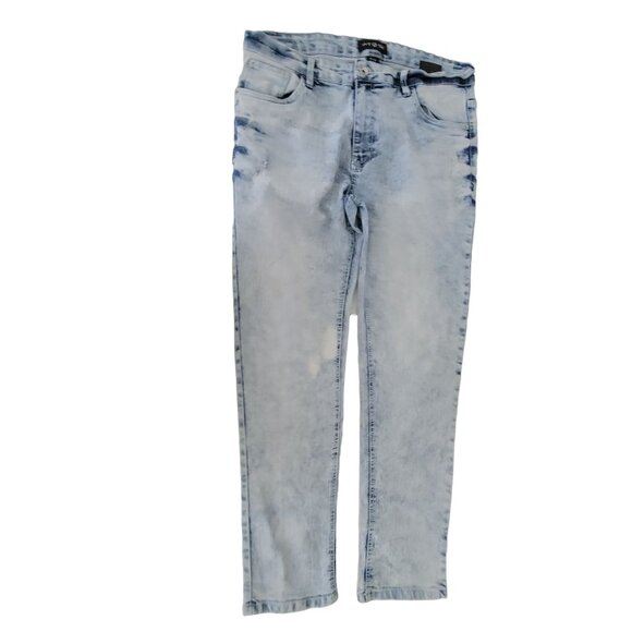 WT O2 Stonewashed Jeans Mens Size 36 X 30 Straight Leg Mid Rise Denim Pants - Picture 2 of 7